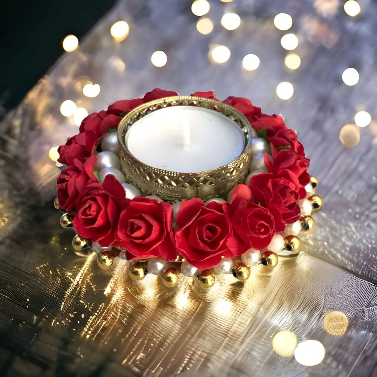 Rose Candle Holder Tealight Candle Holder – Festive T-light Stand for Diwali, Christmas, Hanukkah, Thanksgiving, Housewarming & Home Decor Centerpiece & Dining Table